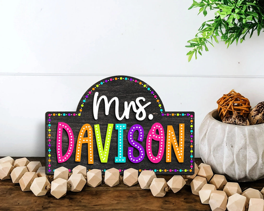 Personalized 3D Teacher Door Hanger, Teacher Dot Dalmatian Signs, Classroom Door Sign, Back to School Gift for Teachers