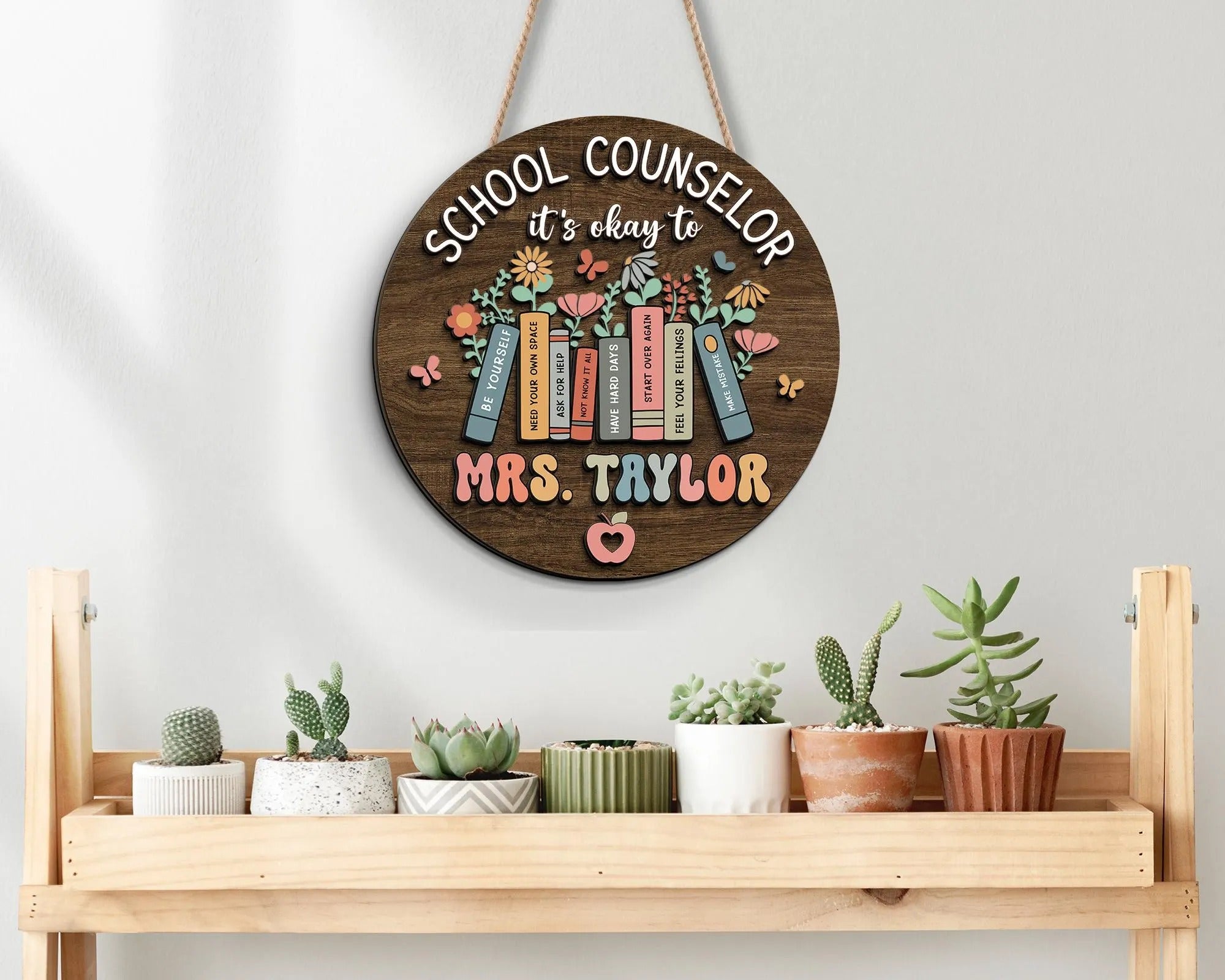 Personalized 3D School Counselor Name Sign, Counselor Door Hanger, Back To School Gift, Gift for School Psychologist