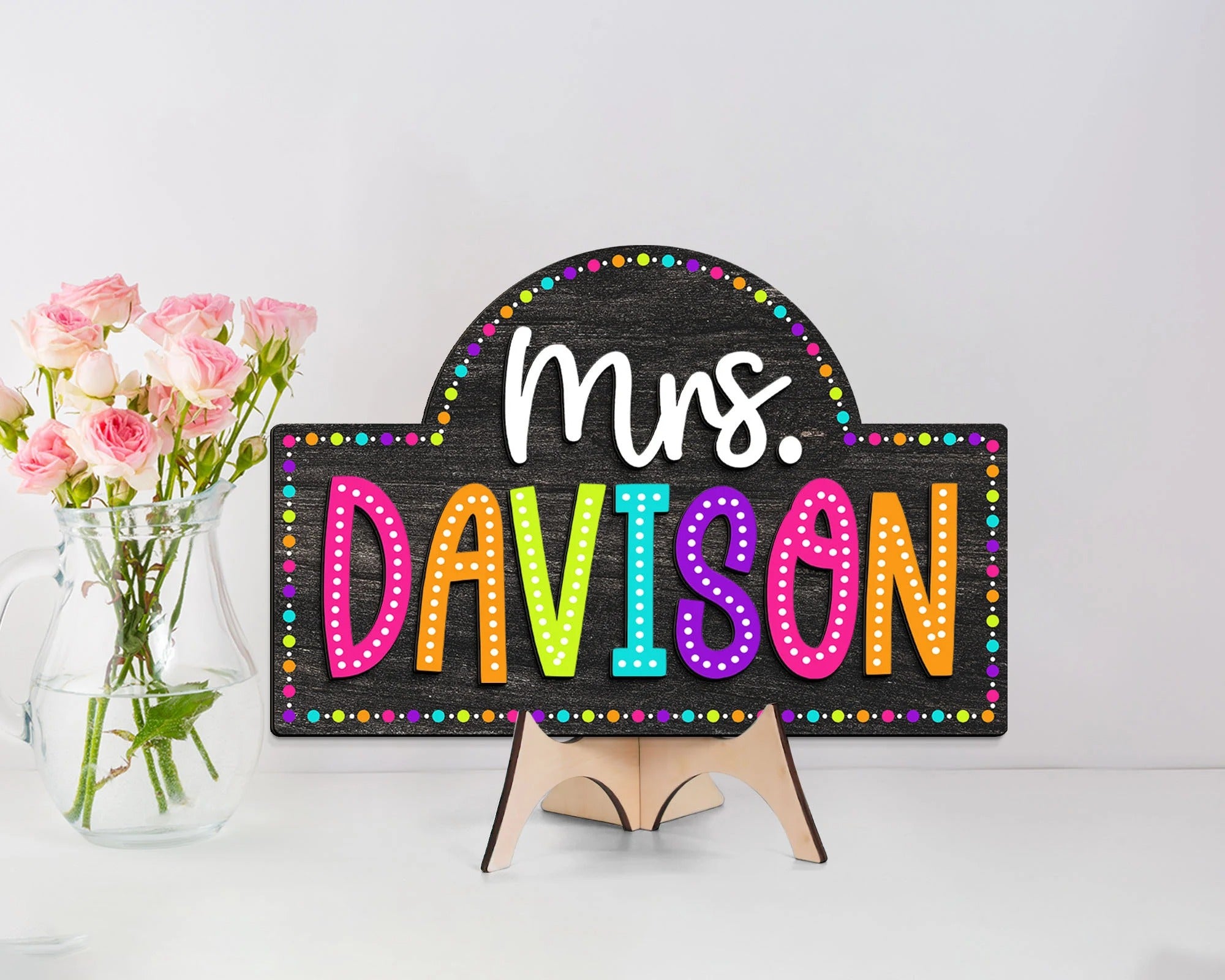 Personalized 3D Teacher Door Hanger, Teacher Dot Dalmatian Signs, Classroom Door Sign, Back to School Gift for Teachers