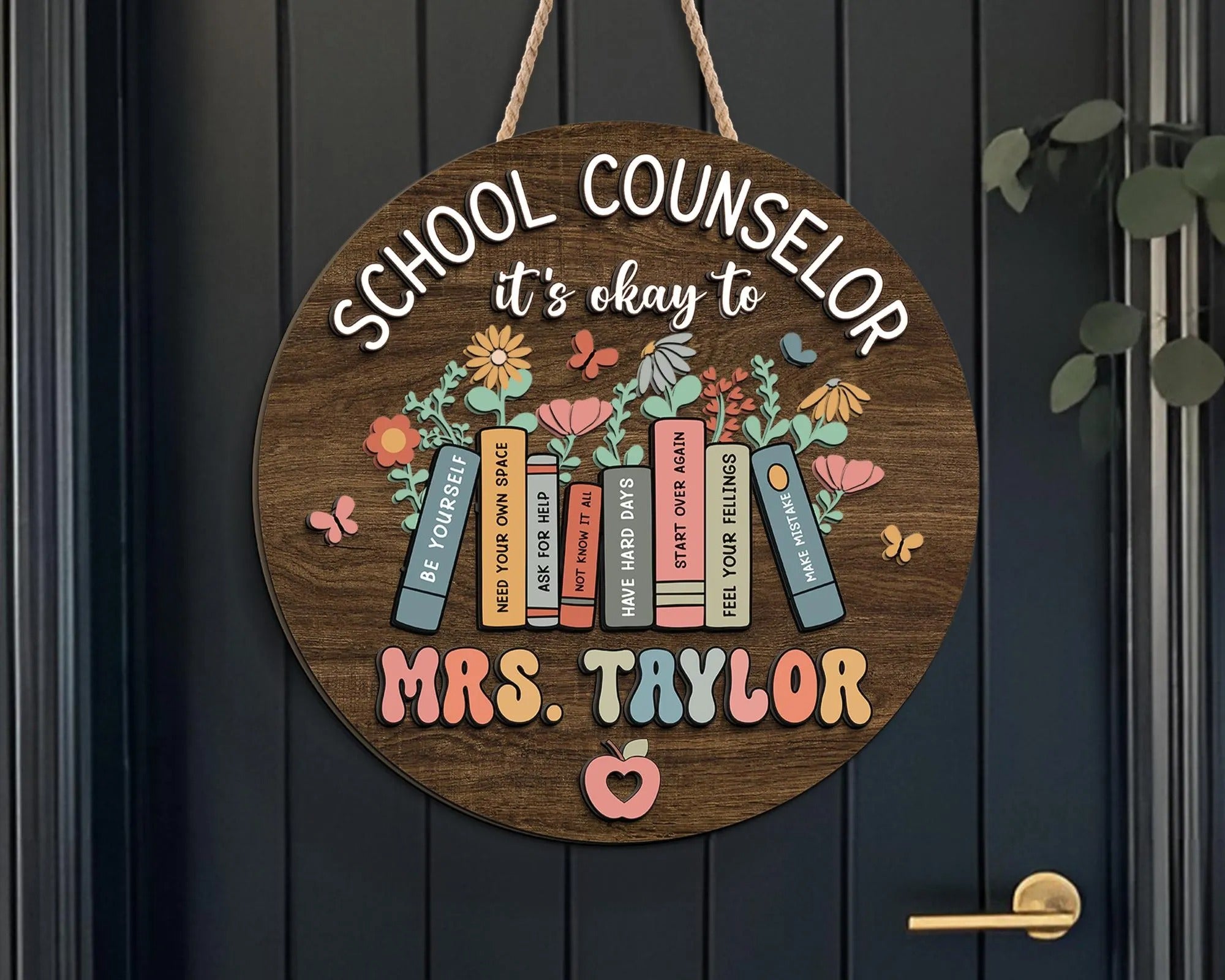 Personalized 3D School Counselor Name Sign, Counselor Door Hanger, Back To School Gift, Gift for School Psychologist