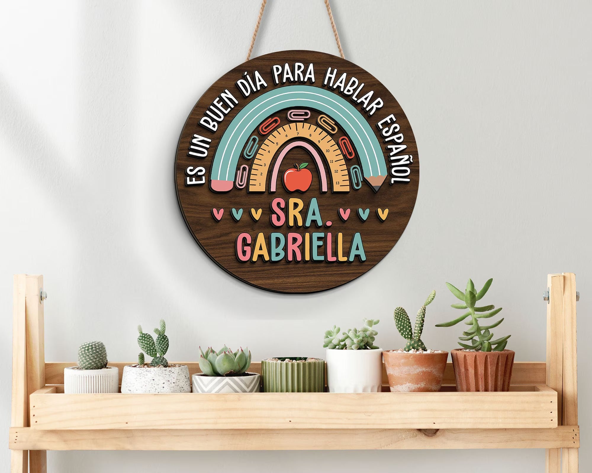 Custom 3D Spanish Teacher Door Hanger, Back to School Gift, Maestra Teacher Sign