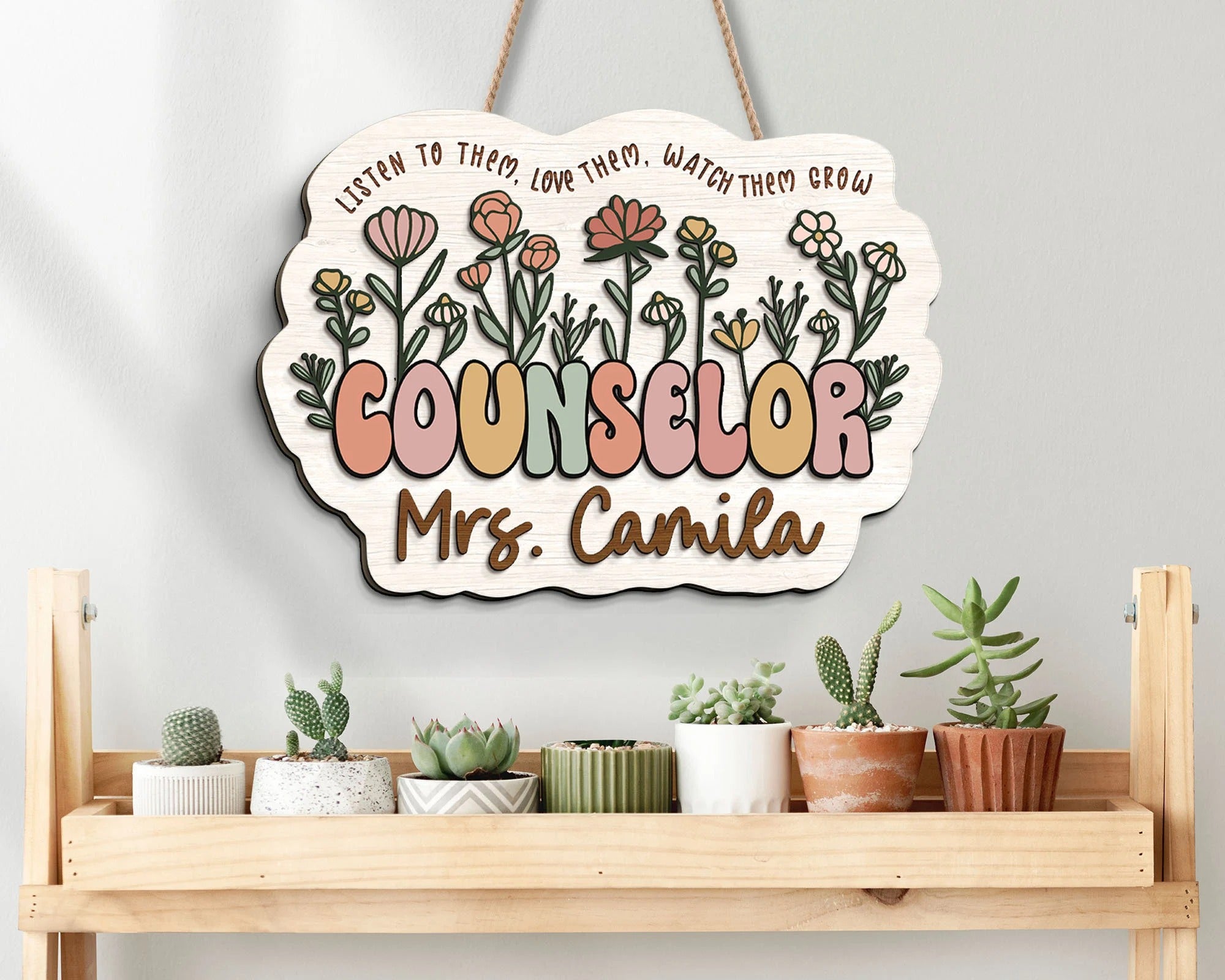 Personalized 3D School Counselor Name Sign, Counselor Door Hanger, Back To School Gift, School Psychologist Gifts for Teacher