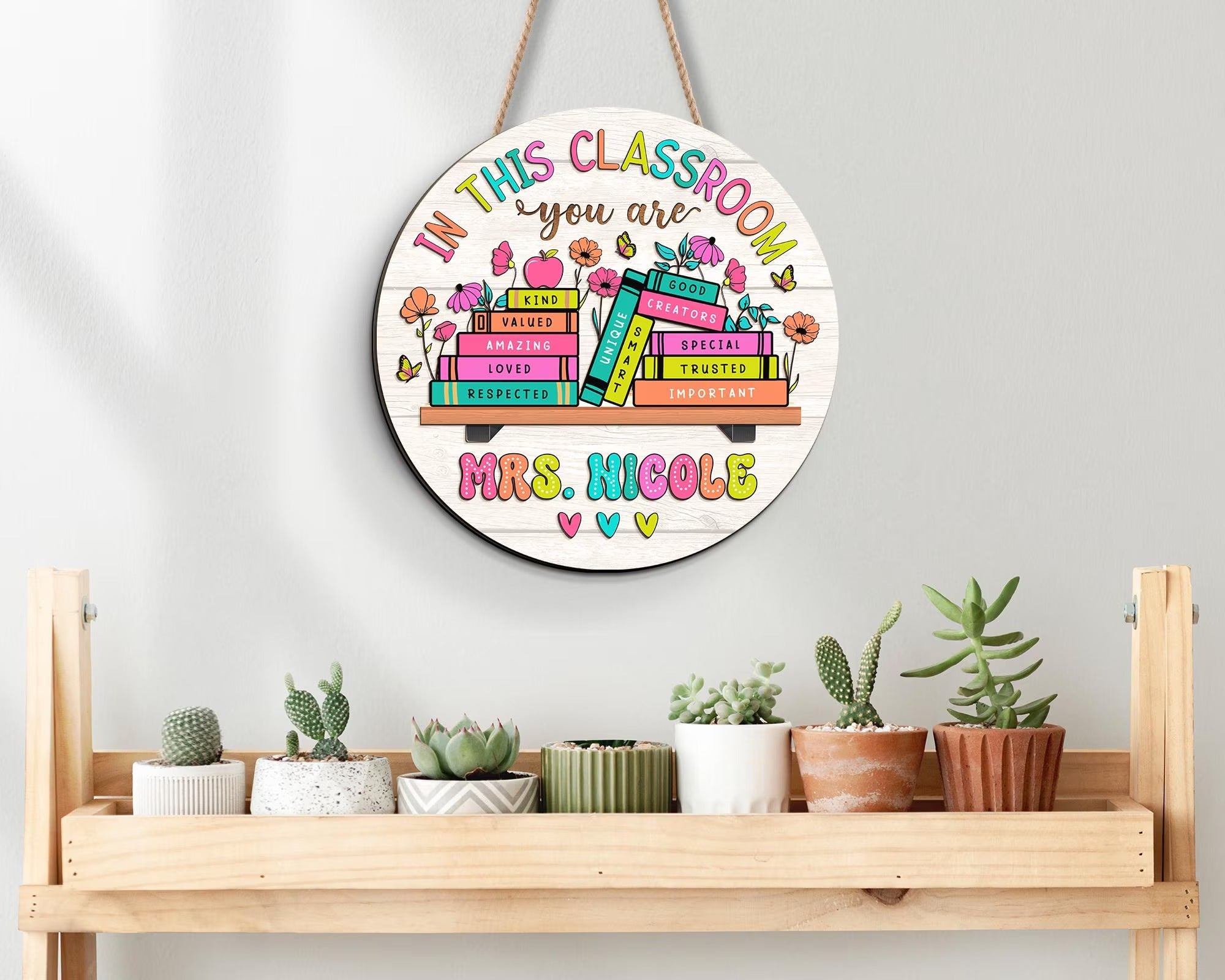 Personalized 3D Teacher Sign, Back to School Gift, Custom Teacher Name Welcome Sign, Inspirational Classroom Decor
