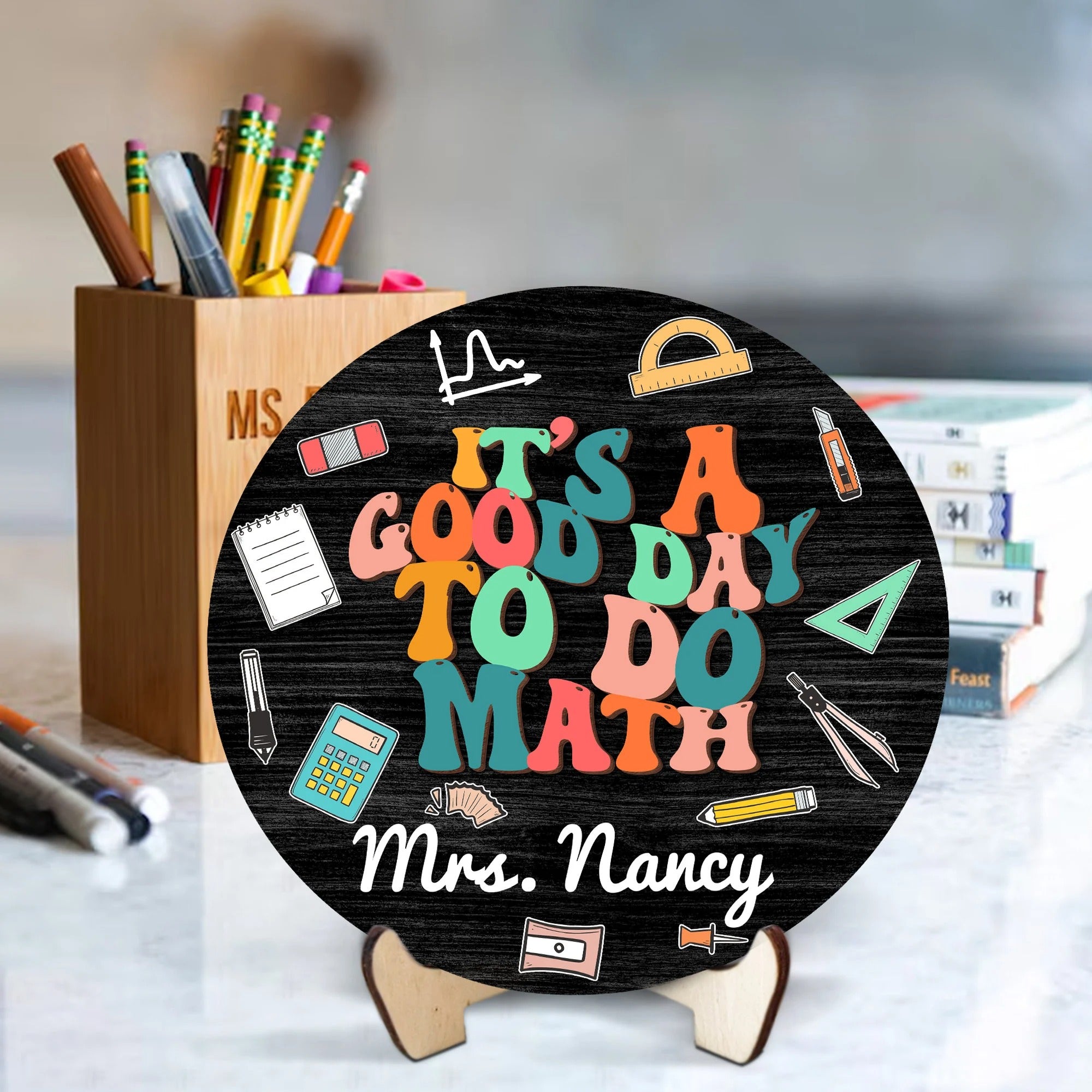 Custom Name Math Classroom Decor, It's A Good Day To Do Math Sign, Chalkboard Sign