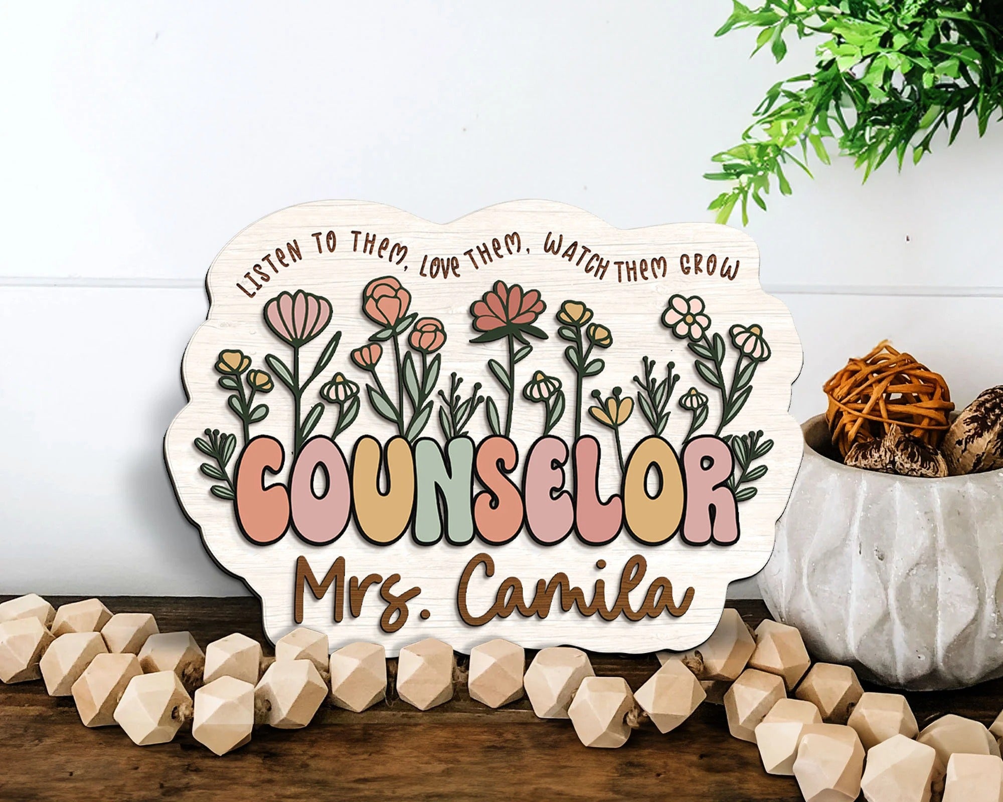 Personalized 3D School Counselor Name Sign, Counselor Door Hanger, Back To School Gift, School Psychologist Gifts for Teacher