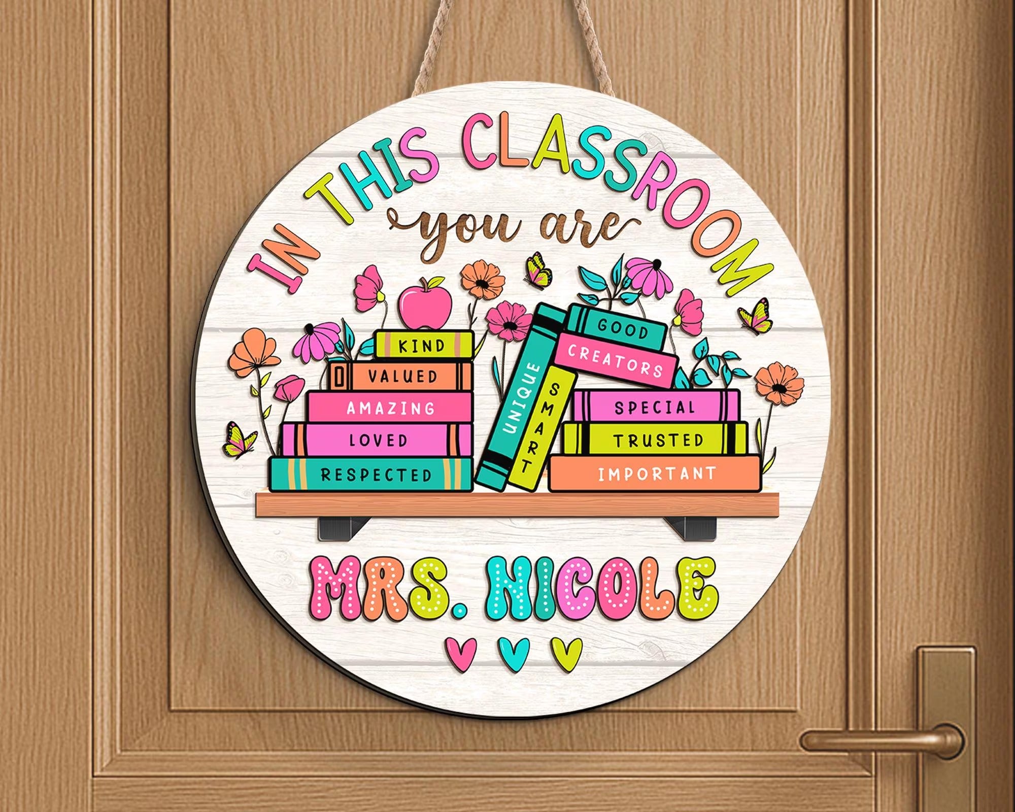 Personalized 3D Teacher Sign, Back to School Gift, Custom Teacher Name Welcome Sign, Inspirational Classroom Decor