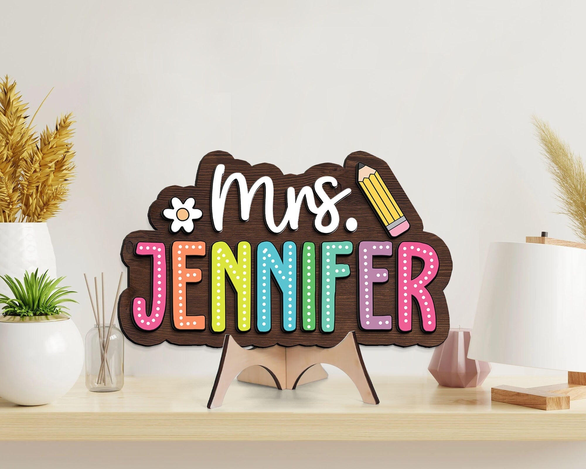 Personalized 3D Teacher Dot Dalmatian Signs, Teacher Door Hanger, Classroom Decor, Back to School Gift