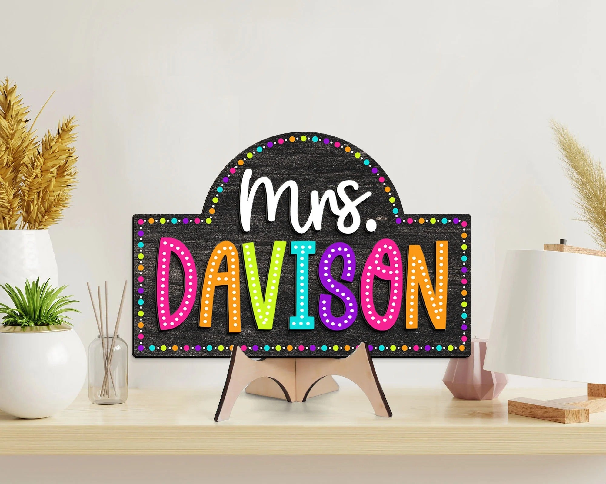 Personalized 3D Teacher Door Hanger, Teacher Dot Dalmatian Signs, Classroom Door Sign, Back to School Gift for Teachers