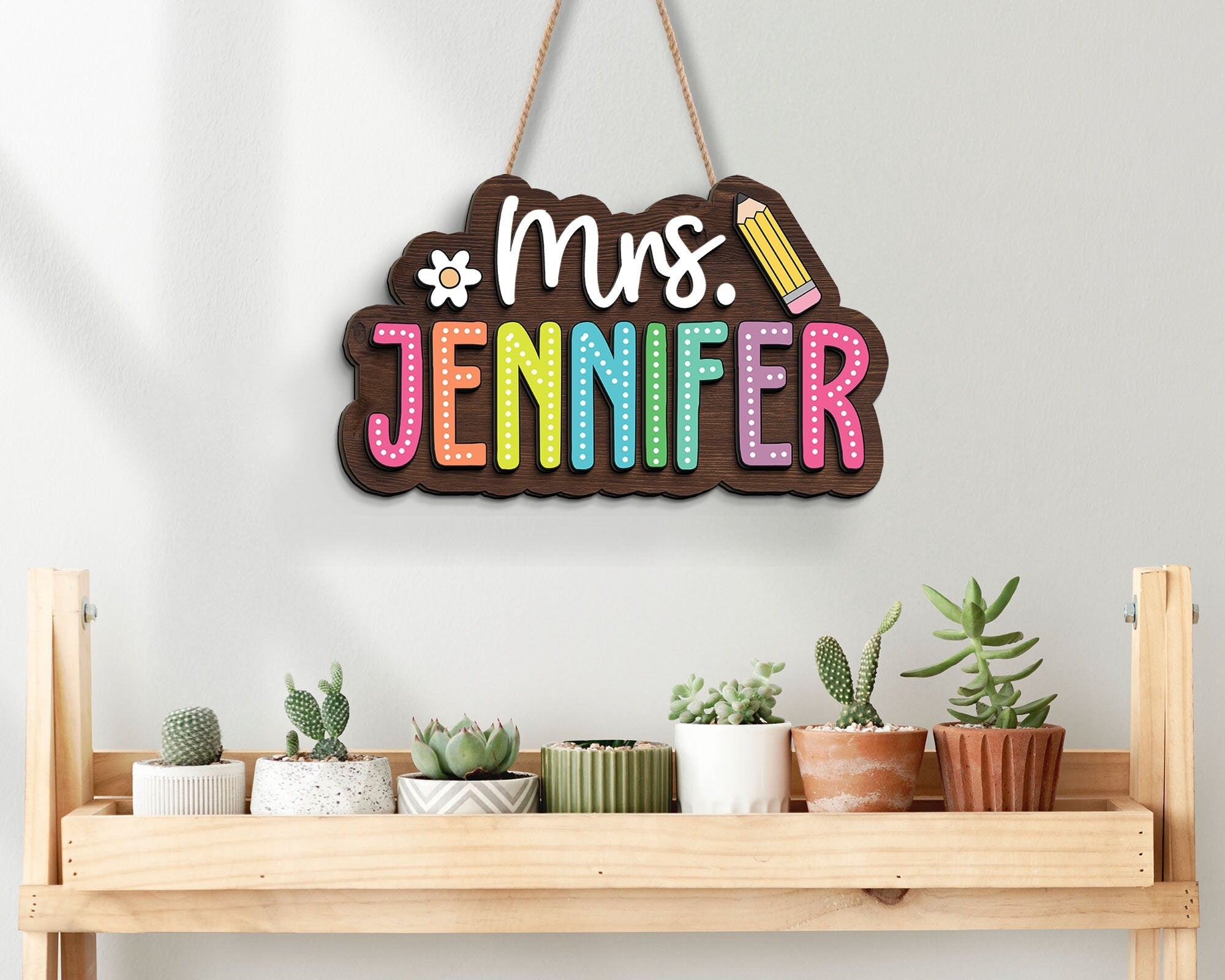Personalized 3D Teacher Dot Dalmatian Signs, Teacher Door Hanger, Classroom Decor, Back to School Gift