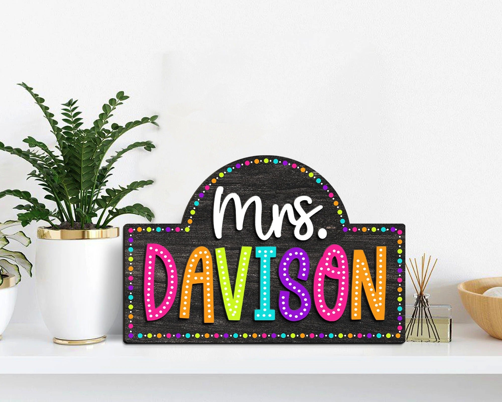 Personalized 3D Teacher Door Hanger, Teacher Dot Dalmatian Signs, Classroom Door Sign, Back to School Gift for Teachers