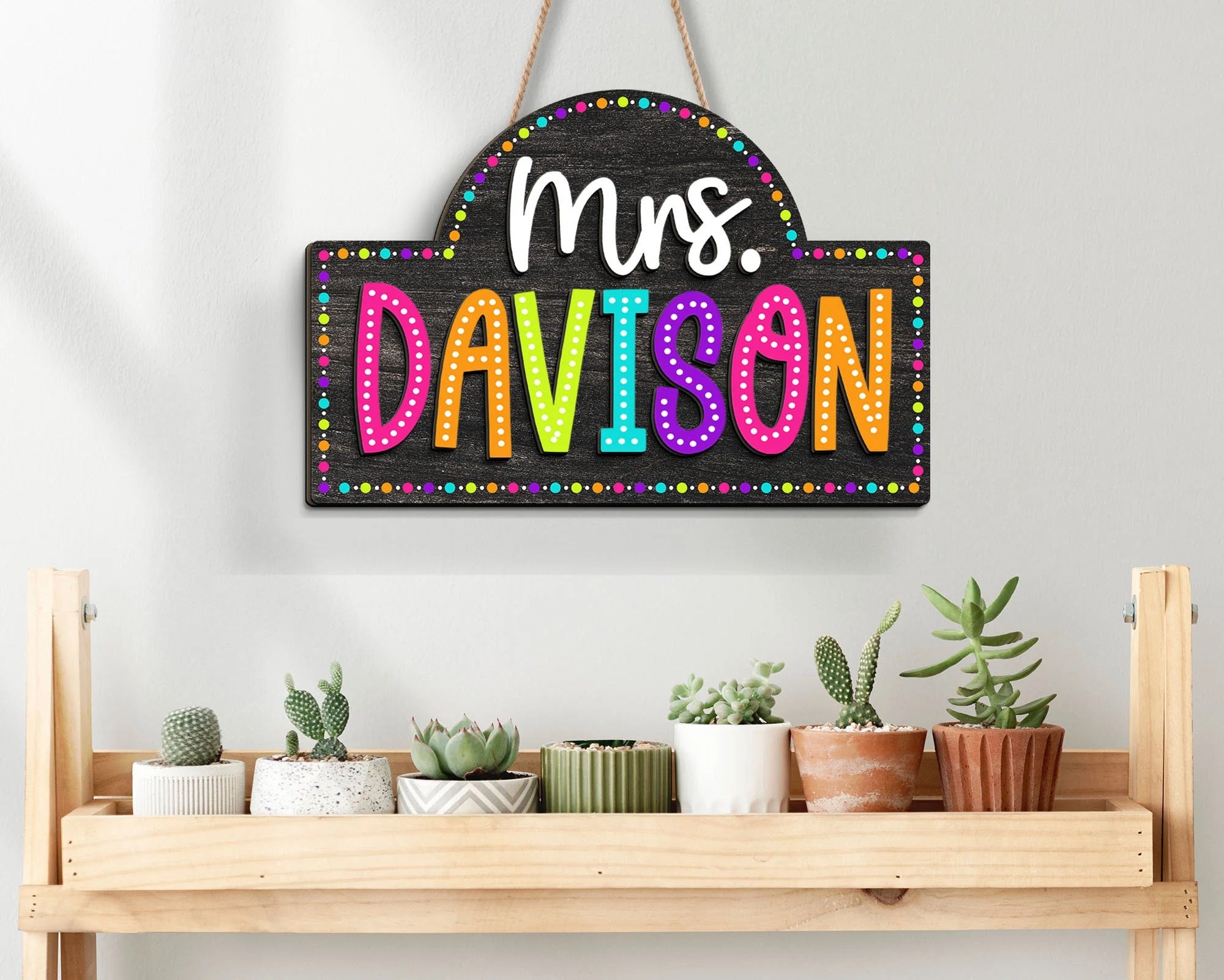 Personalized 3D Teacher Door Hanger, Teacher Dot Dalmatian Signs, Classroom Door Sign, Back to School Gift for Teachers