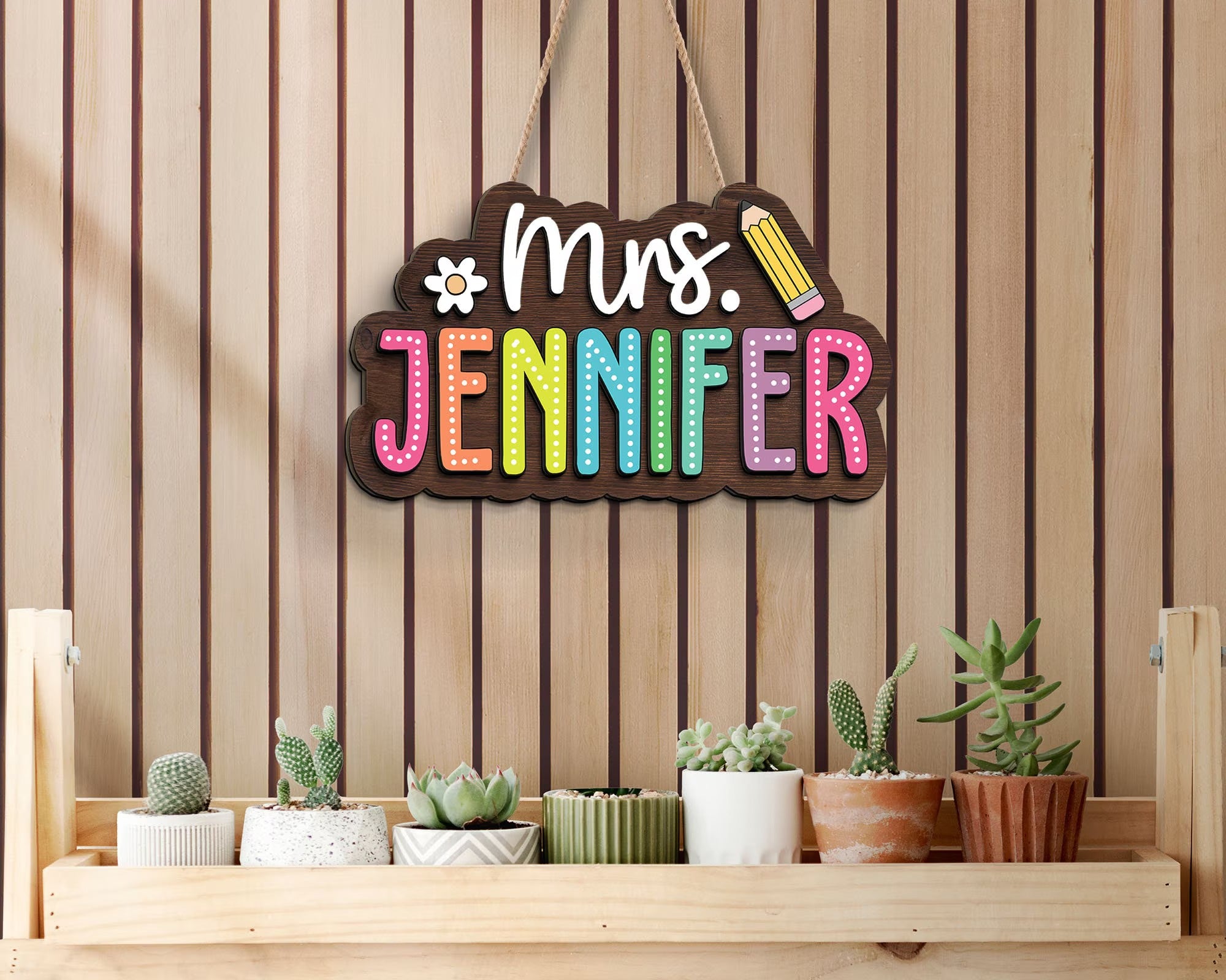 Personalized 3D Teacher Dot Dalmatian Signs, Teacher Door Hanger, Classroom Decor, Back to School Gift