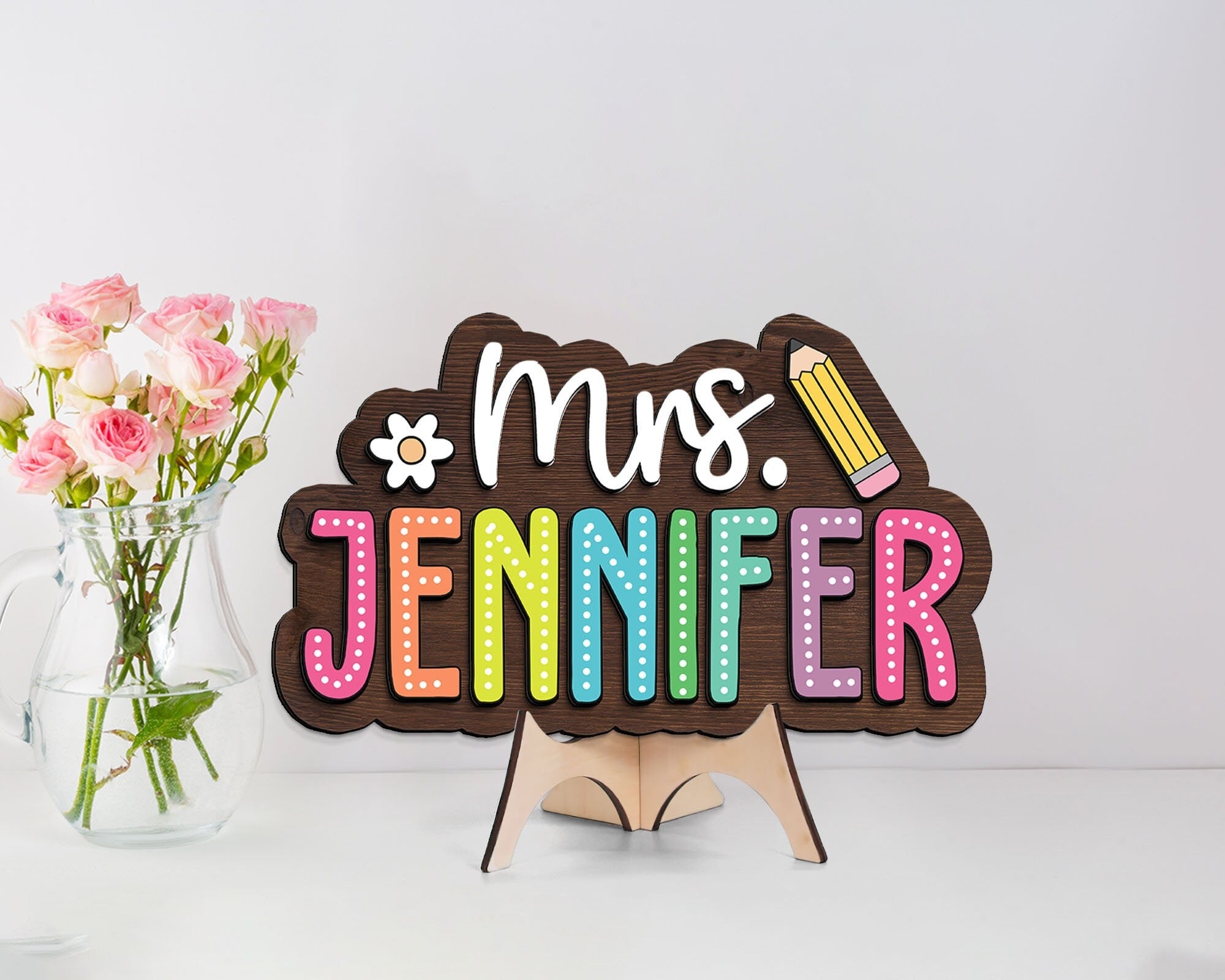 Personalized 3D Teacher Dot Dalmatian Signs, Teacher Door Hanger, Classroom Decor, Back to School Gift