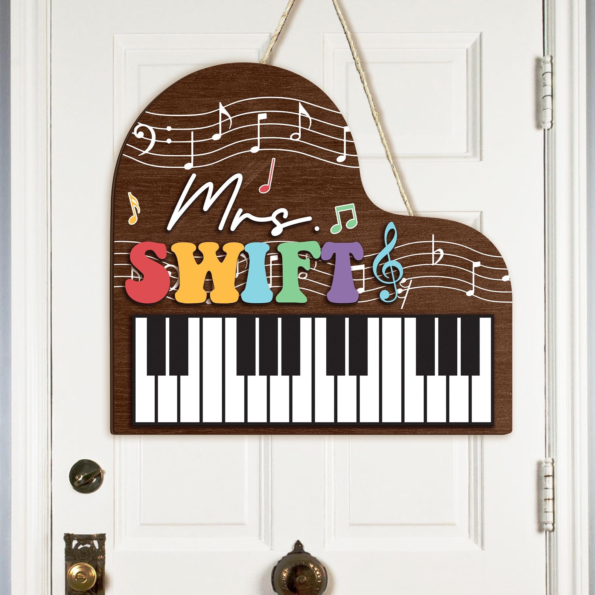 Personalized Music Teacher Sign, Colorful Welcome Classroom Door Hanger, Music Classroom Decor