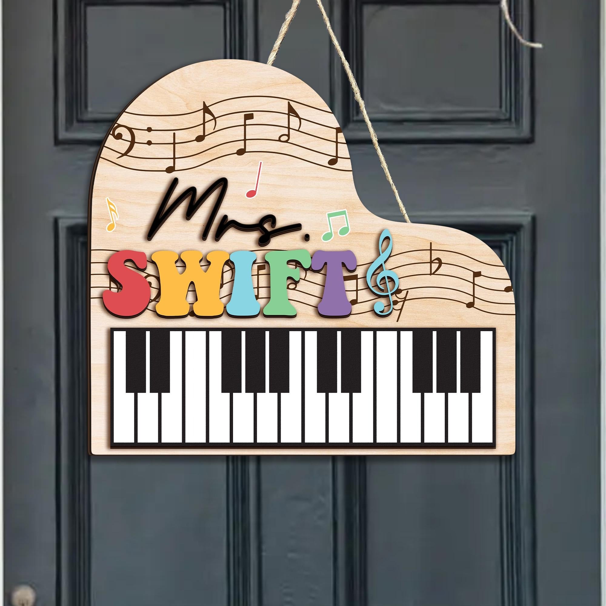 Personalized Music Teacher Sign, Colorful Welcome Classroom Door Hanger, Music Classroom Decor