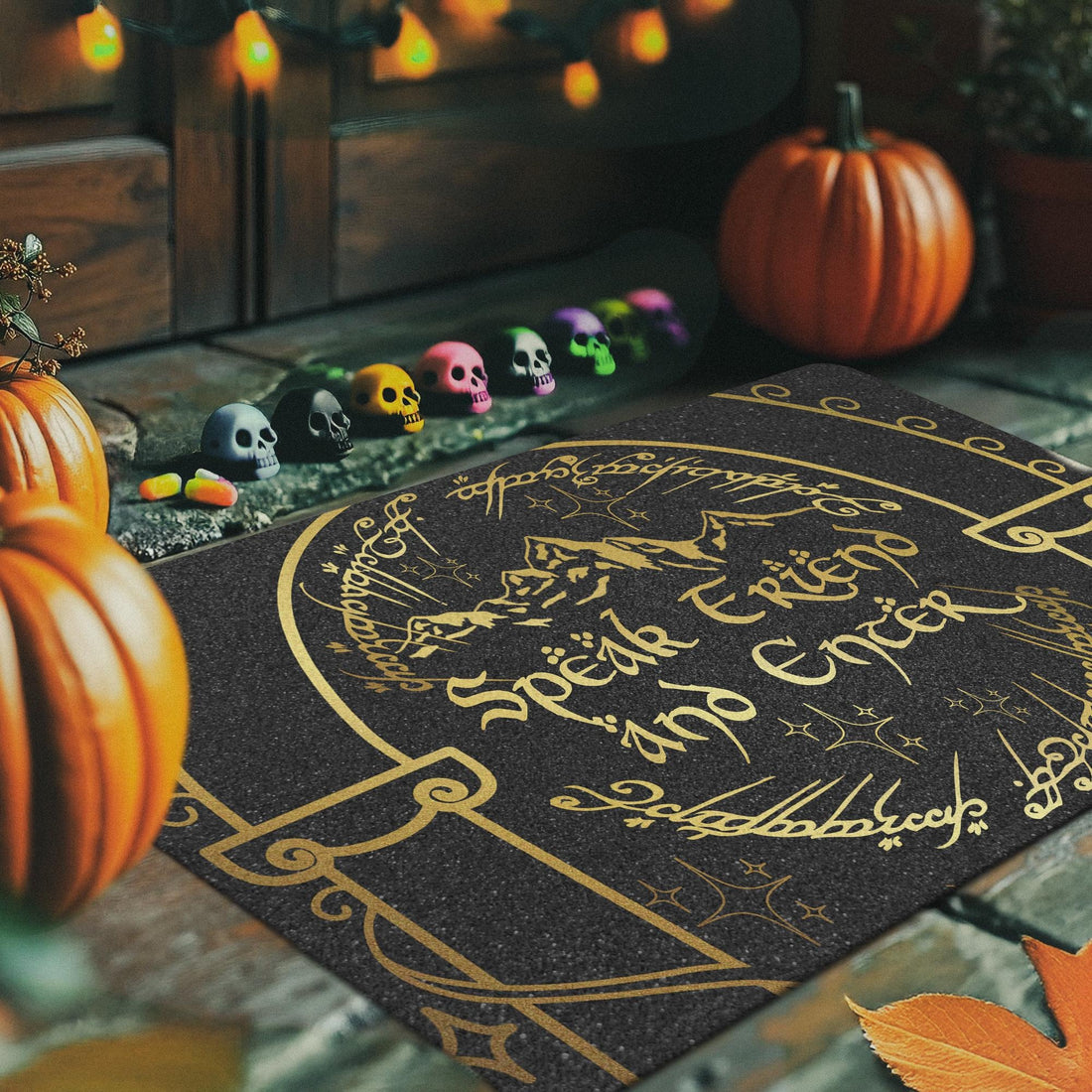 Speak Friend and Enter Doormat – Fantasy Inspired Welcome Mat – LOTR Front Porch Decor for Nerdy Homes