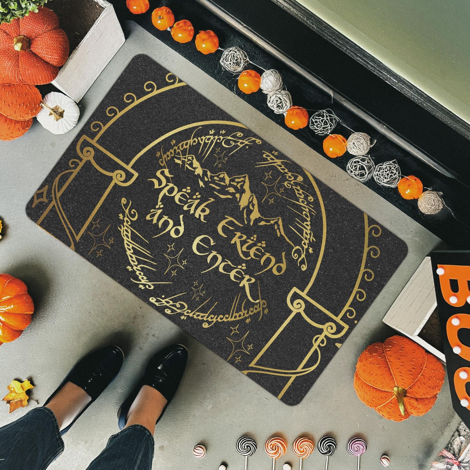 Speak Friend and Enter Doormat – Fantasy Inspired Welcome Mat – LOTR Front Porch Decor for Nerdy Homes