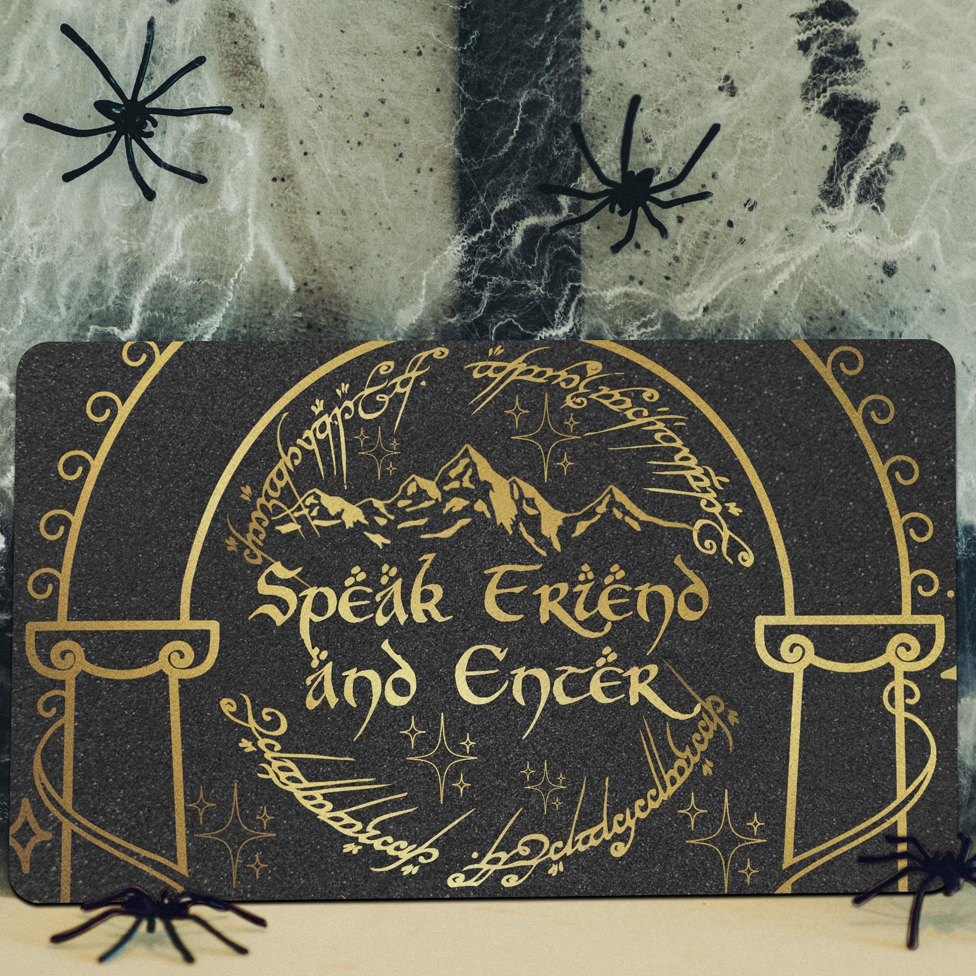Speak Friend and Enter Doormat – Fantasy Inspired Welcome Mat – LOTR Front Porch Decor for Nerdy Homes