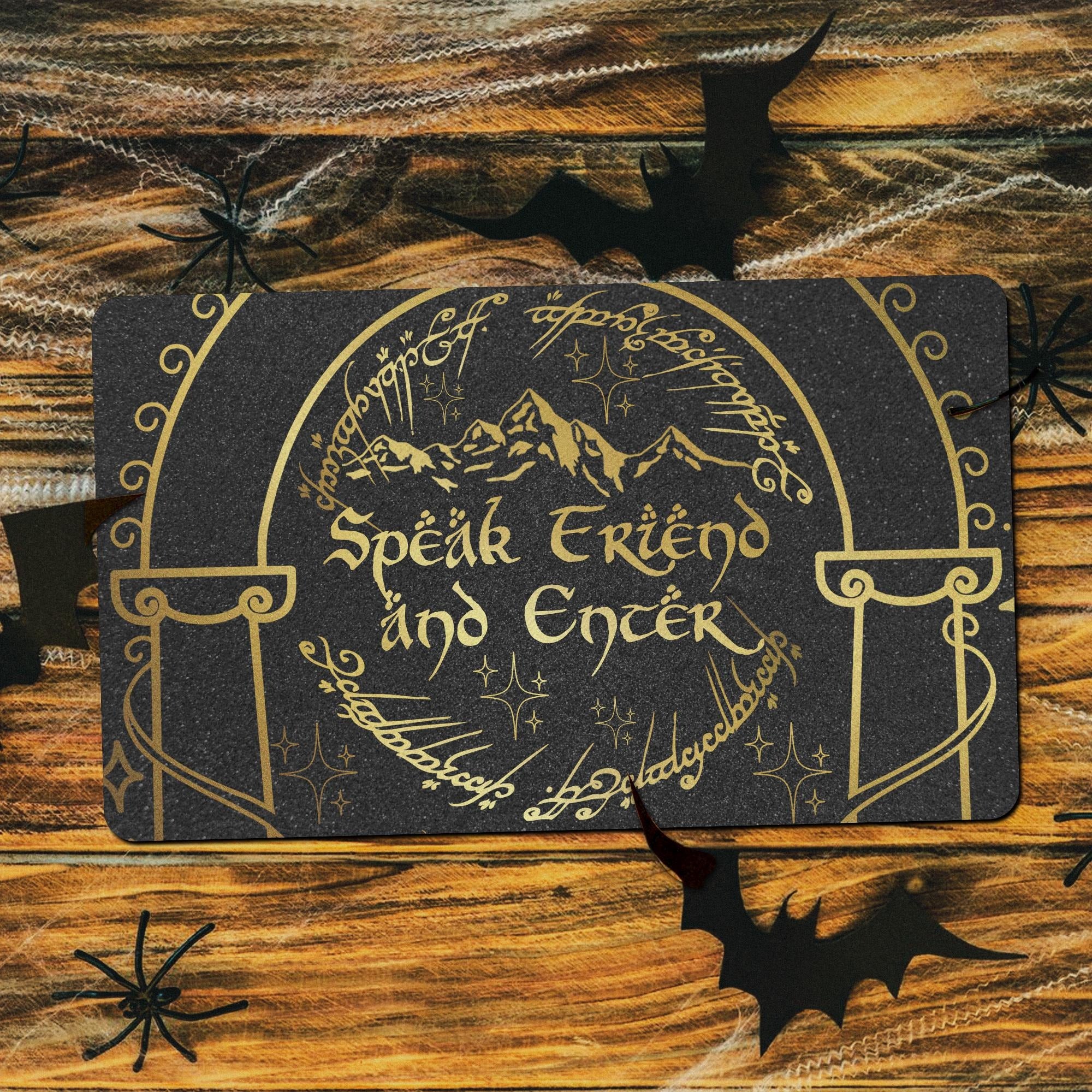 Speak Friend and Enter Doormat – Fantasy Inspired Welcome Mat – LOTR Front Porch Decor for Nerdy Homes