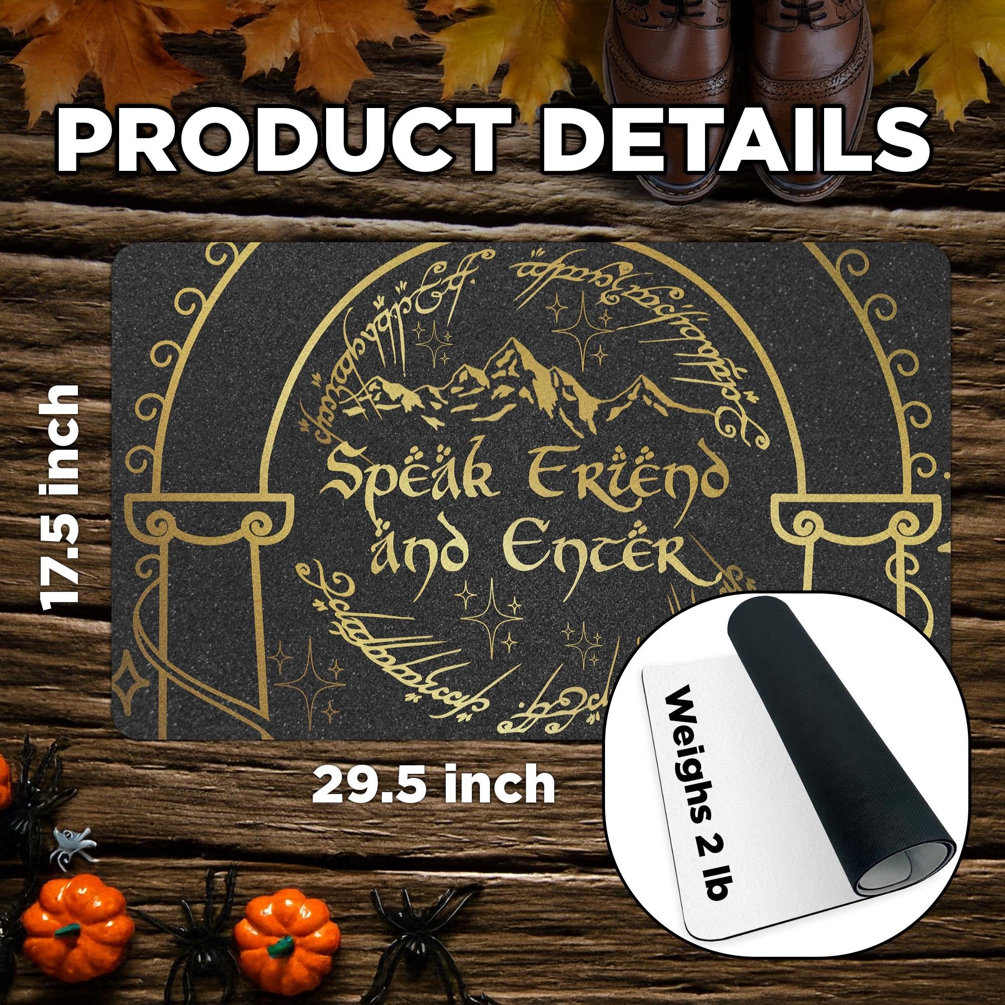 Speak Friend and Enter Doormat – Fantasy Inspired Welcome Mat – LOTR Front Porch Decor for Nerdy Homes